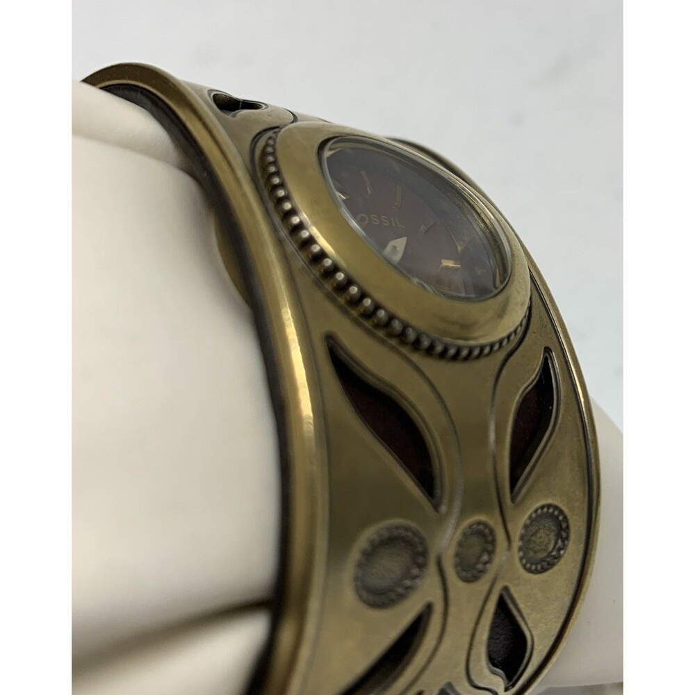 Vintage Fossil Womens Watch Cuff Leather Band 90’s Bracelet Western - Picture 8 of 12